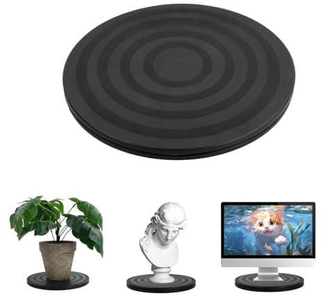 20cm Support Plaque Tournant Rotatif, 360° Pivotant Plateau Tournante avec Roulements à Billes en Acier, Heavy Duty Tourne-Disque Rond Rotatif pour TV Artisanat Plantes à Bonsaï, Noir