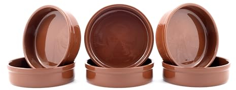 Hanseküche Tapas-Schalen Set in Braun, Auflaufform, Cazuela Schalen, 200ml Volumen, Durchmesser von 12,5 cm, Ton-Dessertschälchen, Mediterranes Schälchen, Traditionelle spanische Tonware (6)