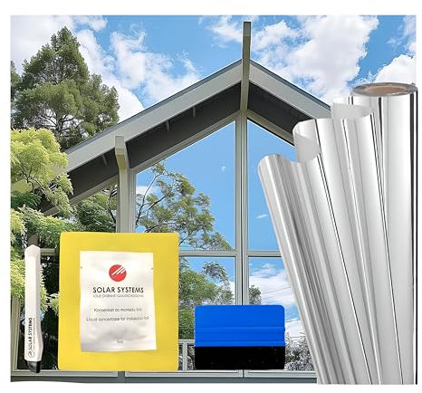 Solar Systems Pellicola di protezione solare per interni - Pellicola autoadesiva per finestre per l'isolamento termico con kit di montaggio - Anti-UV - Strato protettivo antigraffio 50x300 cm