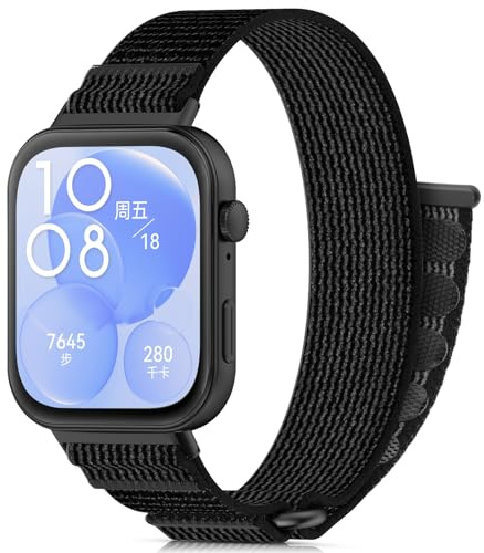 CHANRASI Nylon Cinturino Compatibile con Huawei Watch Fit 3 per donne/uomini,Sport regolabile Cinturino per Huawei Watch Fit 3,Grigio nero