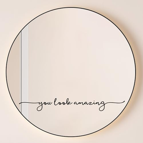 ZONICE You Look Amazing Spiegel-Aufkleber – 45,7 x 6,3 cm Spiegel-Vinyl-Spruch-Wandaufkleber für Schlafzimmer, Wohnzimmer, Büro, Badezimmer, Schönheitssalon, Friseursalon. Inspirierende Zitate,
