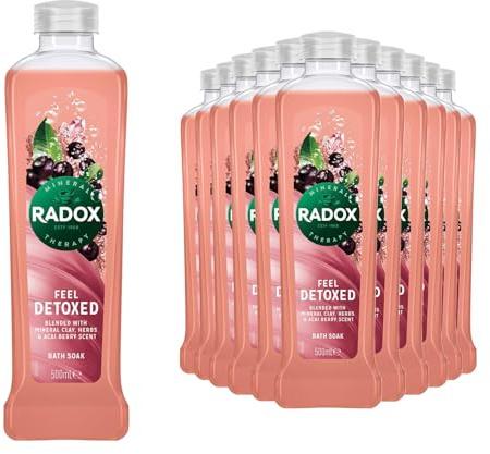 Radox Mineral Therapy Bath Soak, Infused Minerals & Herbs, 100% Nature Inspired Fragrances Designed to Make You Feel Heavenly, 500ml Bulk Buy (Pack of 12, Acai Berry)