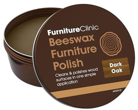 Furniture Clinic Pulidor de cera de abeja de color roble oscuro para madera y muebles, 200 ml, cera de acabado natural para todo tipo de muebles y superficies de madera, colorea, protege y mejora la
