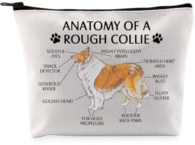 G2TUP Rough Collie Lover Geschenk Anatomy Of A Rough Collie Make-up Tasche Rough Collie Mama Kosmetiktasche Rough Collie Merch, A Rough Collie MB