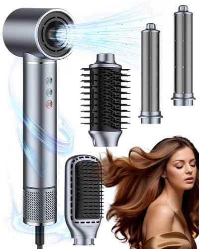 Hair Dryer Brush, 5 in 1 Multi Hair Styler,110,000 RPM High-Speed Negative Ionic Hair Dryer Fast Drying, Professional Blow Dryer Brush for Curling Volumizing Straightening Waves Styling