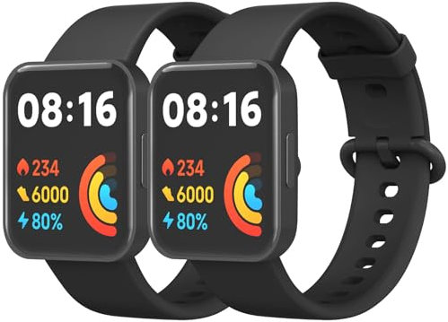 Mugust 2 Piezas Correa para Xiaomi Mi Watch 2 Lite/Redmi Watch 2 Lite Mujer Hombre,Silicona Coloridos Recambio Pulseras de Repuesto para Redmi Watch 2 Lite/Xiaomi Mi Watch 2 Lite(Negro/Negro)