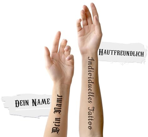 Personalisierte Temporäre Tattoos – Personalisiertes Tattoo mit Ihrem Namen oder einem beliebigen Text – Wasserfeste und Langlebige Fake-Tattoos für Männer und Frauen (MM)