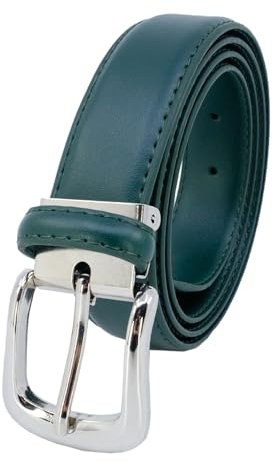 YEHMAN Klassischer 3 cm breiter Gürtel aus Rindspaltleder, verstellbar, silberfarbene Dornschließe 120 cm, dunkelgrün, 120 cm