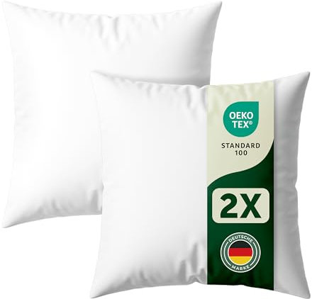 Blumtal Kissenfüllung 30x30 cm 2er - Oeko-TEX zertifizierte Füllung Kissen 30x30 cm - Kisseninlett 100% Polyester mit Rebound-Effekt - waschbares Innenkissen - Füllkissen weich