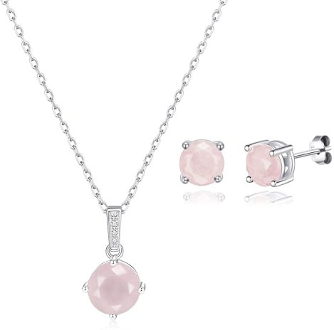 Philip Jones Sterling Silver Rose Quartz Gemstone Set