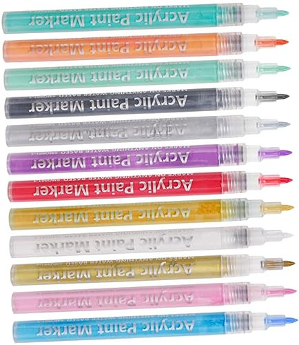 Healvian 12pcs Painted Graffiti Pen Nail Art Paint Pens for Girl Woman Manicure Diy Drawing Accessory Art Supplies for Nail Decoration