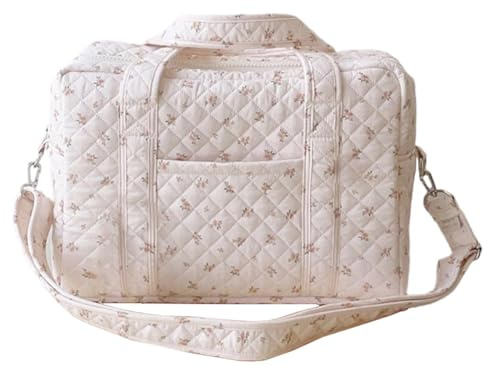 HiTotes Bolsa de lona acolchada para mujer, bolsa de viaje floral, bolsa de fin de semana, bolsa de pañales de algodón, bolsa de enfermera estética
