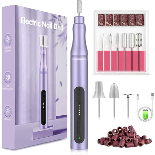 Elektrische Nagelfräser Kabellos - 11 in 1 Elektrische Nagelfeile Professionelle Nagelfräser für gelnägel, Nail Drill mit 5 Geschwindigkeit, Maniküre Pediküre set für Gelnägel, Naturnägel, Acrylnägel