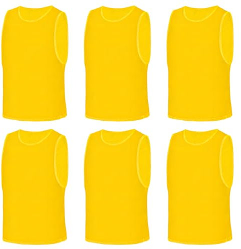 AUYAO Fussballtraining Leibchen Fubball Kinder 6 Set Mesh Trimmage Trainingsleibchen Fußball Trainingsweste Sport Markierungshemd Damen Westen fürs Fussball Volleyball Basketball Teamtraining M (Gold)