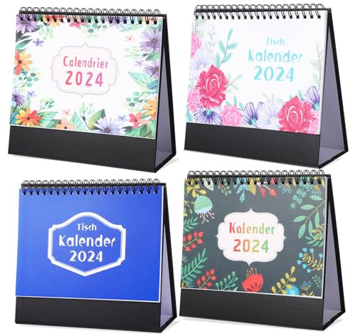 SHINEOFI 4 Stück Desktop-kalender Deutsch 2024 Kalender Zeitplan Kalender Planer Für Büro Zuhause