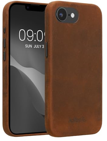 kalibri Schutzhülle kompatibel mit Apple iPhone 16e - Hülle Leder - Hardcover Handy Cover Case Braun