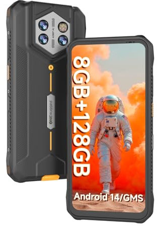 ONERugged P1 Rugged Smartphone with Android 14, 32MP + 48MP Main Cameras, 5800mAh Battery with 33W Fast Charging, 8GB RAM+128GB ROM, 6.56” Tough Screen, IP68 Waterproof, NFC/4G/BT5.1
