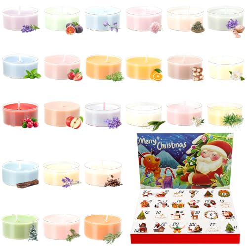 Kerzen Adventskalender 2026,Adventskalender Duftkerzen 2026 Frauen | mit 24 Teelicht Duftkerzen,Weihnachtskalender Scented Candles,Weihnachtskalender Geschenke für Mama Schwester Freundin