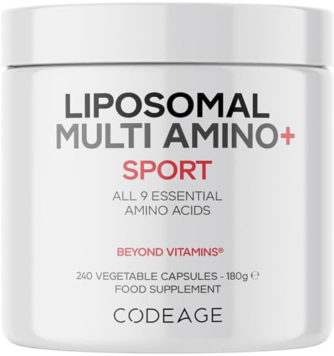 Codeage Suplemento Multiamino+ De Bcaa Y Eaa, Los 9 Aminoácidos Esenciales, Pastillas De Aminoácidos De Cadena Ramificada En Forma Libre, Suplemento Deportivo, Entrega Liposomal, Vegano, 240 Cápsulas