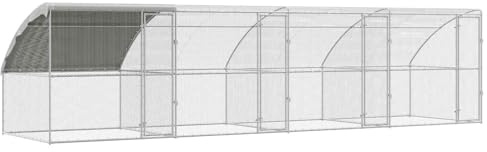 vidaXL Hühnerkäfig 4 pcs Silber 800 x 200 x 200 cm Stahl und PE, Garten und Terrasse, moderner Hühnerstall, stabiler Outdoor-Poultry-Bereich, minimalistisches Haustierschutzhaus