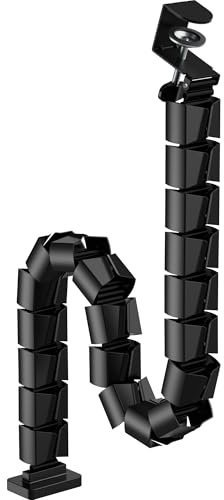 InLine Kabelkanal flexibel für höhenverstellbare Schreibtische, 2-Kammer-System, Clamp-On, Tischklemme, schwarz, 59996D