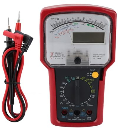 Multimetro Analogico Digitale 2 - in - 1, Doppio Display Alta Precisione, 8 Funzioni, Schermo Grande - Strumento Versatile per Uso Elettrico e Riparazioni Domestiche