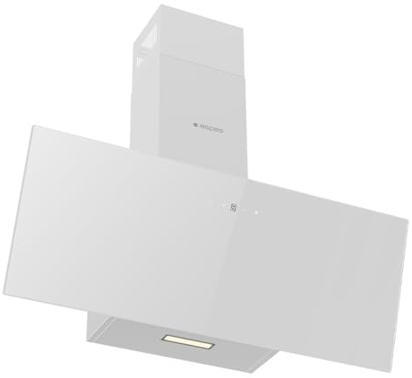 Aspes Cappa aspirante decorativa inclinata 90 cm, vetro bianco, ACPD901AIN. Potenza 370 m3/h, 3 velocità, 2 filtri, 59 dB, livello sonoro, controllo touch, lavabile in lavastoviglie