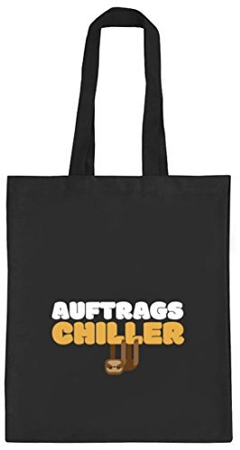 ShirtStreet Faultier natur Jutebeutel Stoffbeutel mit Auftrags-Chiller Motiv, Größe: onesize,schwarz natur