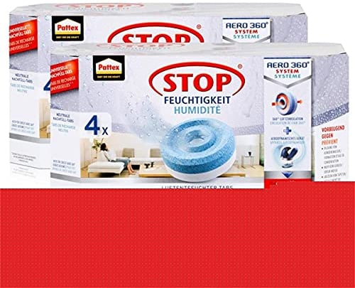 Henkel Pattex Stop Feuchtigkeit Aero 360° Luftentfeuchter Nachfüllpack 4x450g Neutrale-Tabs - Vorbeugend gegen Feuchtigkeit, schlechte Gerüche und Schimmel (2er Pack)