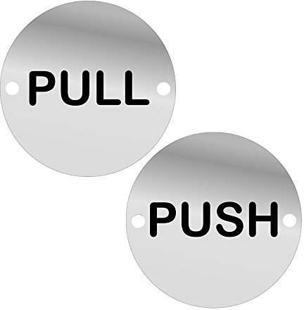 Dzina 2pc Pull and Push Door Sign Set 75mm Screen Printed SAA Pack of 1