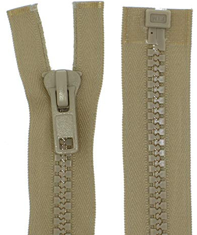 Zipworld - Cerniera lampo in plastica con denti grandi, 8 mm, divisibili (beige, 308, 200 cm)