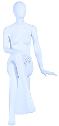 Eurohandisplay Schaufensterpuppe CH-39 sitzend Frau weiß matt lackiert hochwertig Egghead mit Metallplatte Frau Weiblich Neu (CH-39 sitzend Frau)