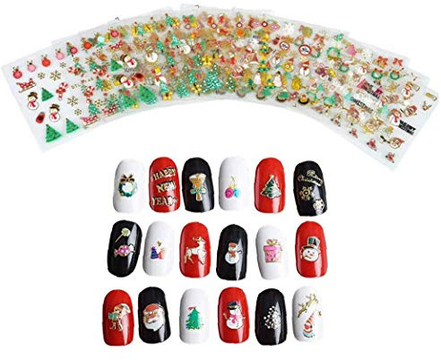 Nail 12piece Natale Chiodo Degli Autoadesivi Delle Decalcomanie 3d Art Stencil Designs Autoadesivo Di Punta Del Chiodo Autoadesivi Di Arte Creative Design Capodanno Sticker Vari