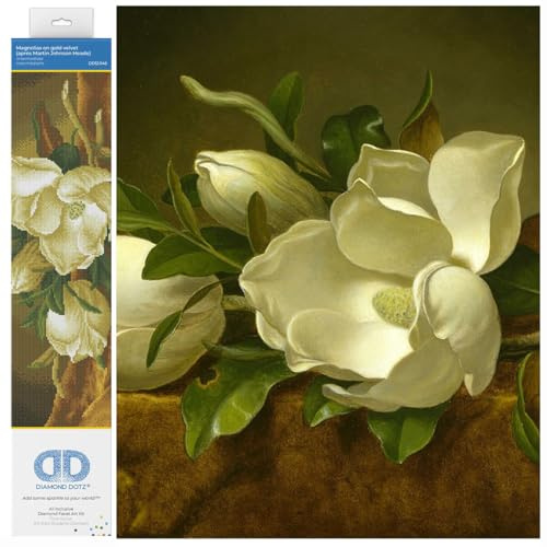 DIAMOND DOTZ Painting Kit: Intermediate, DD12, Magnolias On Gold Velevt, One Size