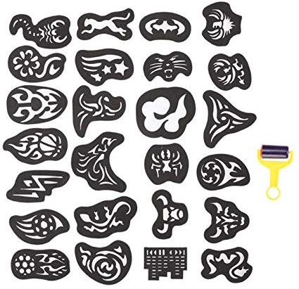 25pcs Haar Tattoo Vorlage, Haarschneider Geschnitzte Farbstoff Färbung Schablone Haar Styling Tattoo Aufkleber DIY Salon Barber Tools für Männer oder Frauen