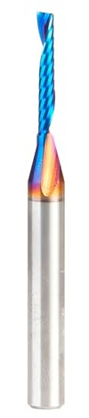 Amana Tool 57361-K Spektra Coated SC Spiral O Single Flute Verbesserte Oberfläche Finish Kunststoff Schneiden 1/8 D x 3/4 CH x 1/4 SHK x 2-1/2 Zoll Langer Up-Cut CNC Router Bit mit Spiegel-Finish