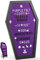 Sarg-Briefbrett, violett mit gruseligen Emojis + 500 Charakteren und Holzständer, 43,2 x 26,7 cm, Gothic-Halloween-Dekoration, gruselige Geschenke, Dekorationen