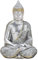 NAMENLOS Thai Buddha-Figur, meditierend, Silber | Dekofigur, Skulptur, Statue, Deko-Artikel, H 21 cm