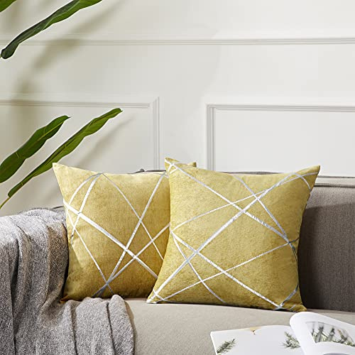 GIGIZAZA Decorative Throw Pillow Covers 26 x 26,Yellow Sofa Thick Cushion Pillow Covers,Square Luxury Pillows 2 Set