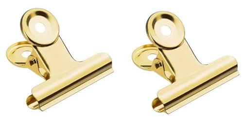 BüroklammernBinder Clips 30 Stück 22mm Büroklammern Briefklemmer Bulldog Clips für Bilder Fotos, Küche zu Hause, Büro Zubehör (Gold)