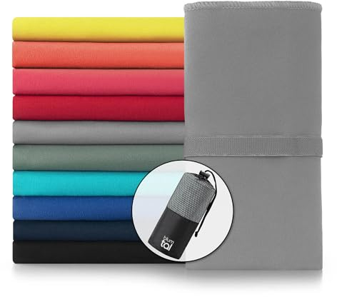 Blumtal Mikrofaser Handtuch leicht & extra saugstark - schnelltrocknende Microfaser Handtücher - optimal als Fitness Handtuch/Strandtuch Mikrofaser/Gym Towel - Reisehandtuch kompakt - Grau