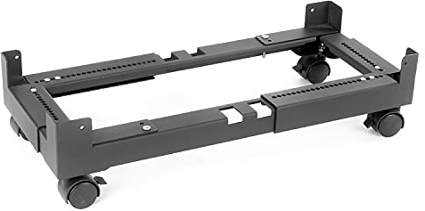 Donkey pc CPU-Halterung für Computer, verstellbar, aus Stahl, groß, für Desktop-Computer, 4 Rollen mit Feststellung, um 360 ° drehbar bis 65 kg, Schwarz