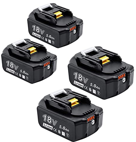 4 Stück 5000mAh 18V Li-ion Ersatzakku für Makita BL1850 Werkzeugakkus 5.0AH Li-ion Akku Kompatibel BL1860B BL1855 BL1840 BL1830 BL1835 BL1820B BL1815 18V 5000mAh Akku mit LED Indikator …