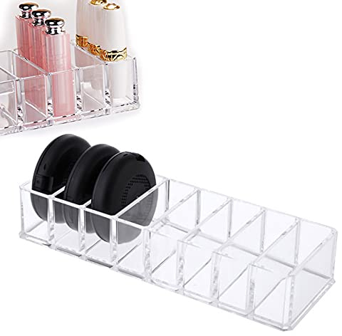Lipstick Compact Holder, Clear Acrylic Eyeshadow Makeup Storage Organiser with 8 Sections - L25 x W8.5cm / 9.84 x 3.35 Inches - Clear Makeup Organiser Tray for Storage Eyeshadow Blush Highlight