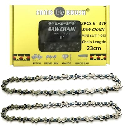 Kettensäge Kette 6 Zoll Mini Kettenstange Ersatz Sägekette Zubehör, 1.1mm 1/4, 37TG, Kettenlänge 23cm, Führungsplatte 18.5cm, Schienenlänge 15cm, für alle Marken Akku Kettensäge Garten