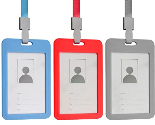 Quesuc 3-Teilige, Abnehmbare, Doppelseitige Transparente, Kartenhülle Aus Kunststoff Mit Umhängeband, Geeignet Für Arbeitskarte, Studentenausweis, Wesentliches Zubehör Studenten Im Büro