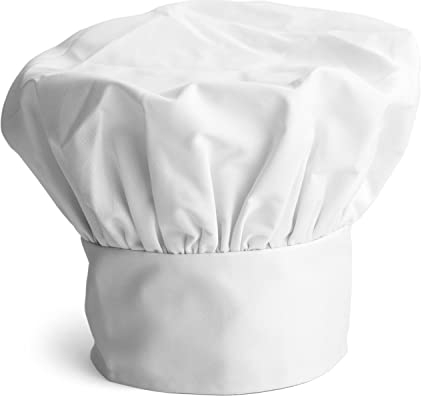 Joeji's Kitchen Gorro de Chef (polialgodón, tamaño Ajustable, con Banda elástica), Color Blanco, Blanco, L