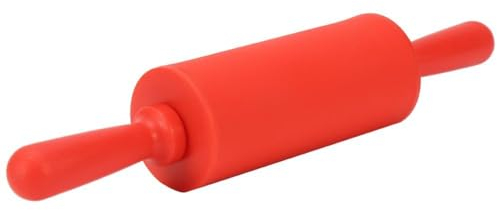 Mini Rolling Pin, 23cm Nonstick Silicone Rolling Pin Dough Roller for Kids Baking Rolling Perfect for Pastry and Dough Products(Red)