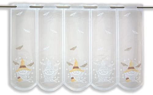 Clever-Kauf-24 Scheibengardine kleine Hexe Zauberer Fledermaus Bistrogardine Höhe 50cm (BxH 108x50cm)