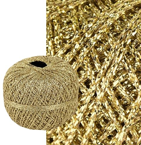 Stenli Häkelgarn Metallic Glitter fein in der Farbe Gold DIY Glitzern Garn 350 m 50 gr